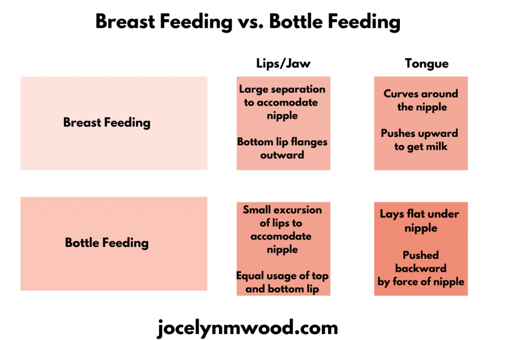 breast feeding and bottle feeding tongue and lip positions